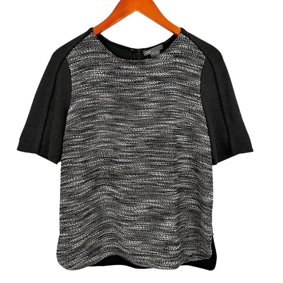 VINCE Boxy Textured Tweed & Wool Contrast Shirt - Picture 4 of 13